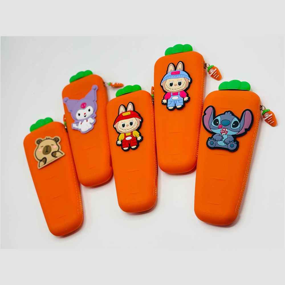 جامدادی تک زیپ سیلیکونی  هویج SUNNY DAY طرح لبوبو و کرومی کد1001